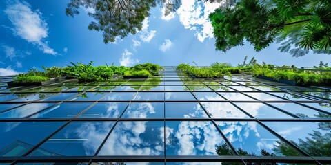 Eco-Friendly Modern Glass Building Surrounded by Trees
