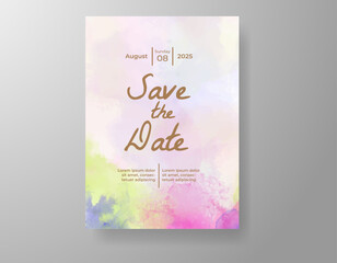 Wedding invitation with abstract watercolor background