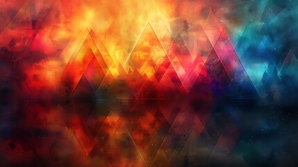 An abstract background featuring a kaleidoscope of triangles in vibrant hues, geometric precision, hd quality, digital art, high contrast, modern aesthetic, artistic composition, dynamic and lively.
