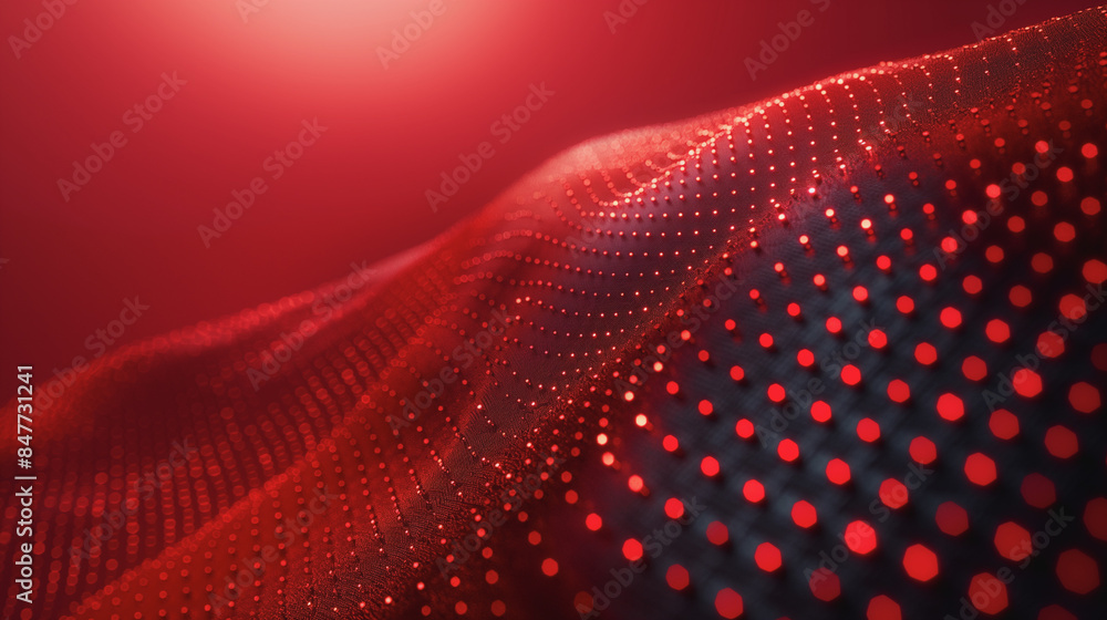 Poster a red and black patterned surface with many small dots