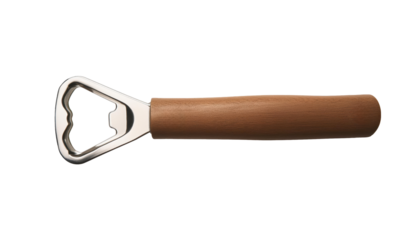 décapsuleur avec manche en bois détouré sur fond transparent