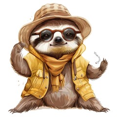 Fototapeta premium Sloth global fusion fashion 