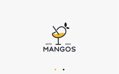 mango juice logo design vector silhouette illustration