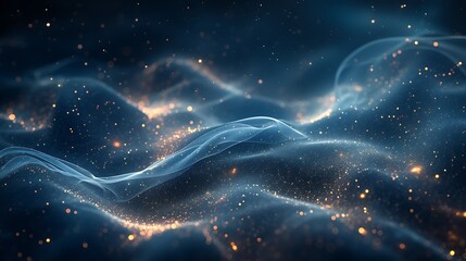 a delicate dance of particles twirling gently on a solid, matte background.