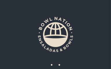 Obraz premium bowl with earth logo design vector silhouette illustration