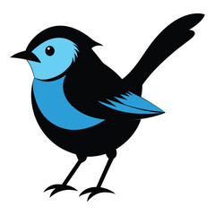 Solid color Fairy-Wren animal vector design