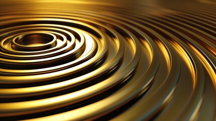 Obraz premium Abstract golden ripple effect with concentric circles creating a sense of three-dimensional movement and depth