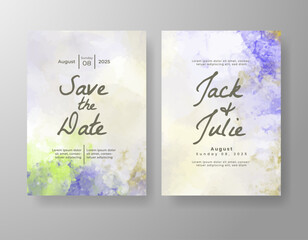 Wedding invitation with abstract watercolor background