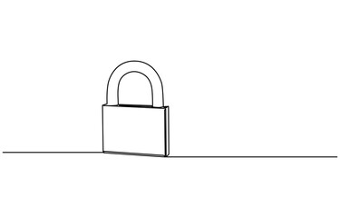 Fototapeta premium Padlock in one continuous line drawing. Isolated on white background vector illustration. Pro vector, system protection - minimal line web icon. simple vector illustration. concept for infographic,