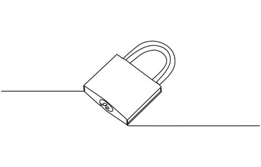 Padlock in one continuous line drawing. Isolated on white background vector illustration. Pro vector, system protection - minimal line web icon. simple vector illustration. concept for infographic,