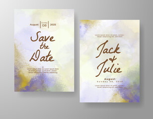 Wedding invitation with abstract watercolor background