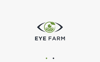 eye with farmer logo design vector silhouette illustration