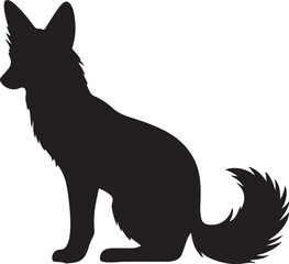 Fox Black Silhouette Vector White Background