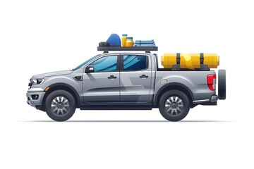 Fototapeta premium Automobile road emergency kit. Car repair and safety tools. 