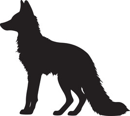 Fox Black Silhouette Vector White Background