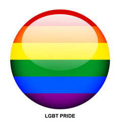 LGBT PRIDE flag button on white background
