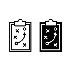 soccer tactics icon, game success strategy in football, scheme play color editable
