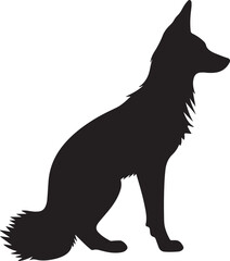 Fox Black Silhouette Vector White Background