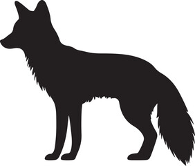 Fox Black Silhouette Vector White Background