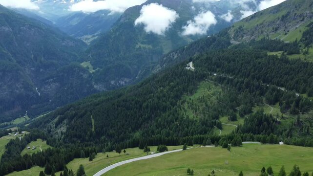 Drone Aerial Flight Over Majestic Mountain Peaks Dolomites, Italy