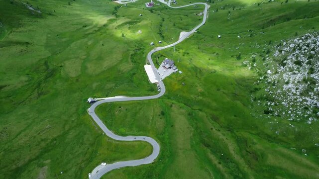 Drone Aerial Flight Over Majestic Mountain Peaks Dolomites, Italy