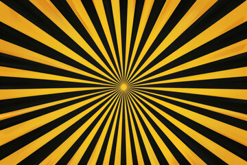 Obraz premium Hypnotic radial pattern featuring alternating yellow and black rays converging at a central point, creating a dramatic visual illusion.