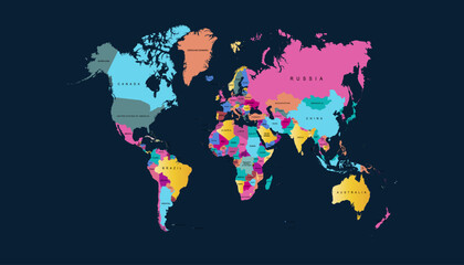Obraz premium World map. Modern color vector map. Silhouette map 