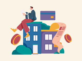 Home loan flat vector concept operation illustration
