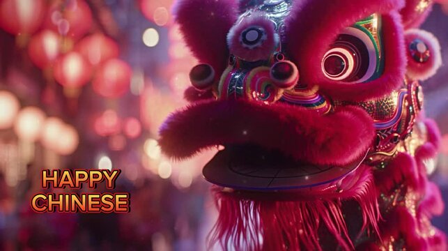 "Vibrant footage capturing the essence of Chinese New Year celebrations, including traditional lion dances, colorful fireworks, family reunions, and the exchange of red envelopes