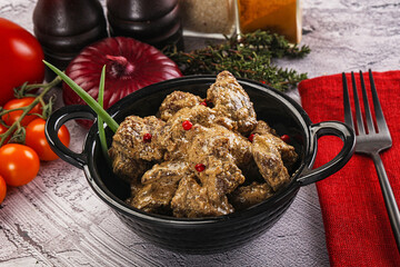 Beef liver with cream sauce