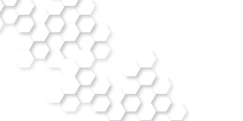 Hexagon background technology texture. Abstract hexagonal mesh cell Surface polygon pattern with glowing hexagon paper texture and futuristic business. Abstract honeycomb mosaic white background.