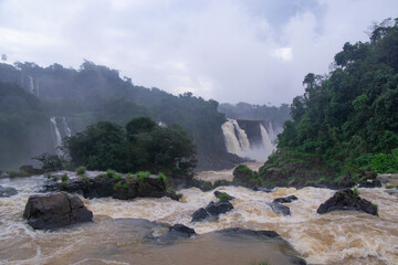 Beautiful Iguazu falls National Park on borders between Brazil, Argentina and Paraguay