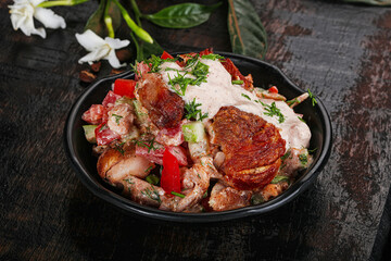 Doner in the plate with vegetables