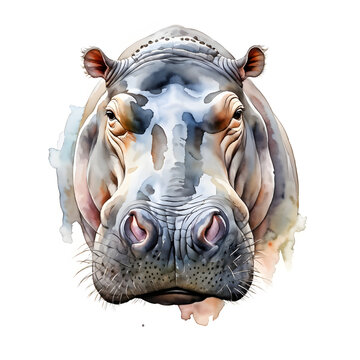 recommend clip art: drawing of a hippo Illustration white background 