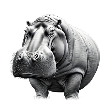 recommend clip art: drawing of a hippo Illustration white background 