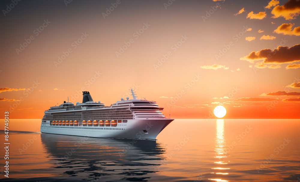 Canvas Prints cruise ship sunset calm ocean