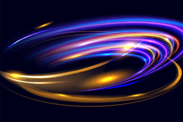 Abstract Motion Light Effect. Futuristic Wave Flash. Shining Space. Vector illustration