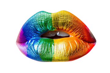 rainbow colored mouth lips isolated