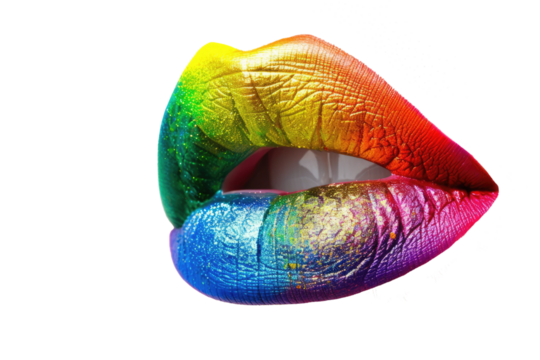 rainbow colored mouth lips isolated