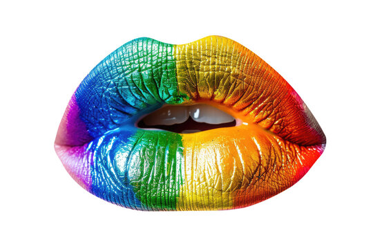 rainbow colored mouth lips isolated