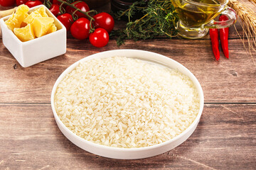 Dry Arborio rice for risotto