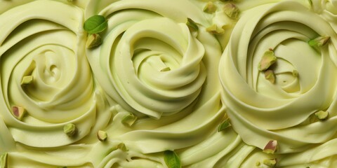 Light green surface with a pattern of pistachio nuts.