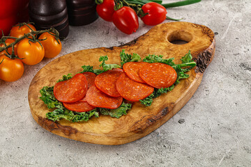 Spanish salami cured chorizo sausage