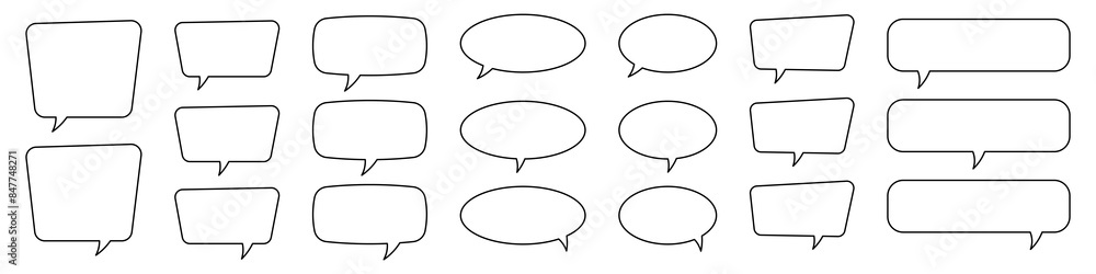 Wall mural Speech bubble, speech balloon, chat bubble line art icon for apps and websites.