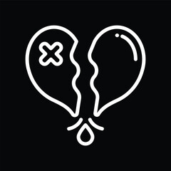 Broken Heart with Blood Drop