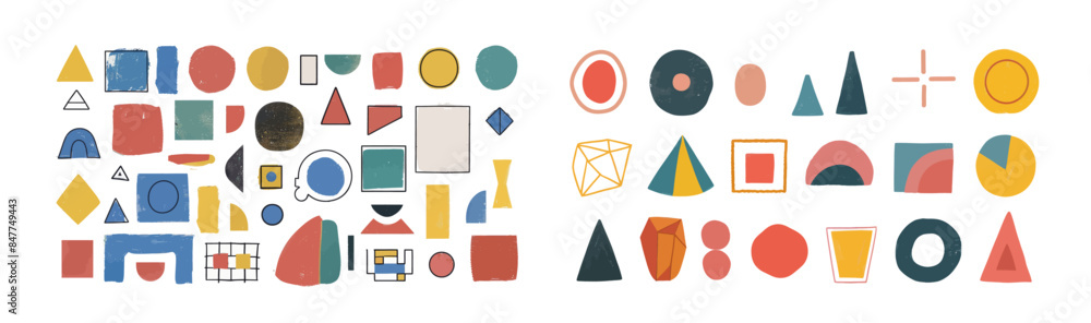 Poster modern isolated collection of abstract sticker shapes. geometric decorative elements, funky groovy b