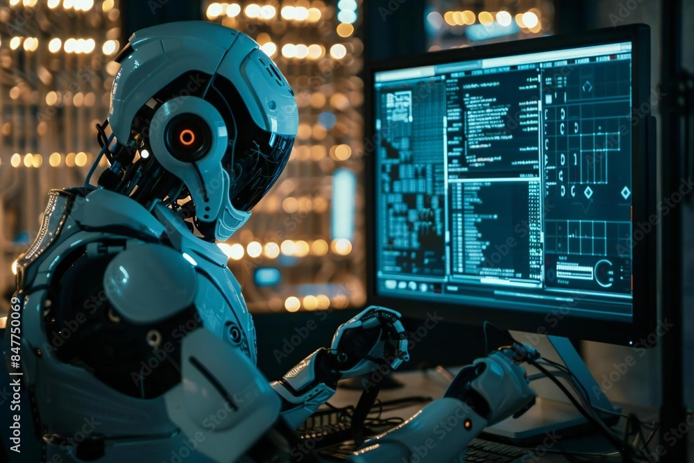 Poster artificial intelligence hack attack: machine system cyber business