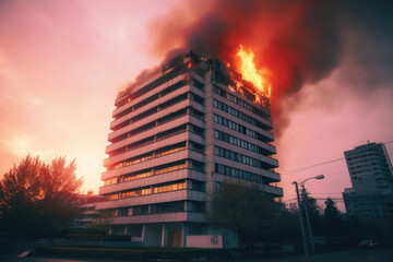 ビル, 建築, アパート, マンション, 家, 火事, 火災, 燃えるビル, building, architecture, apartment, condominium, house, fire