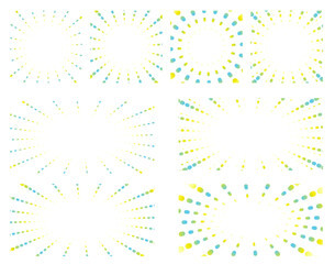 ドットのポップな集中線のイラスト素材のセット