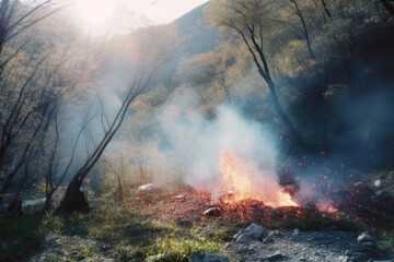 Obraz premium 火, 火事, 火災, 野原, 森, 災害, 危険, fire, field, forest, disaster, danger